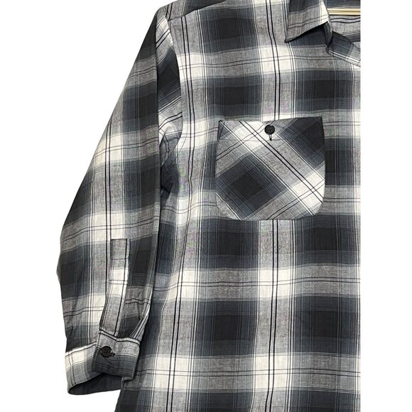 Class by Just Class Women Plaid Long Sleeve Button-Up Shirt Size L Black & White - Picture 5 of 16